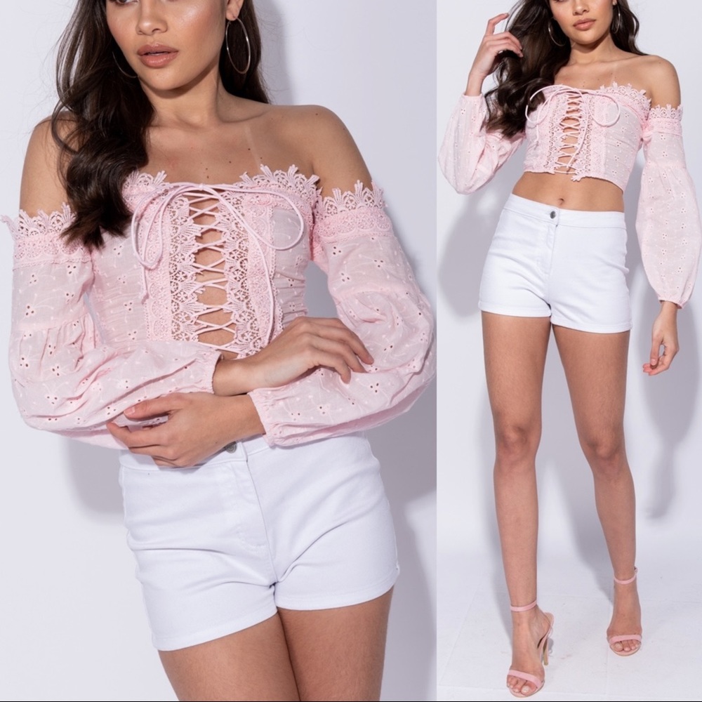 Just In! Temptress -  Off Shoulder Corset Crop Top - Picture 5 of 7